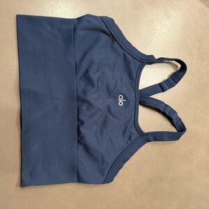 ALO Yoga Navy Blue Ribbed Sports Bra